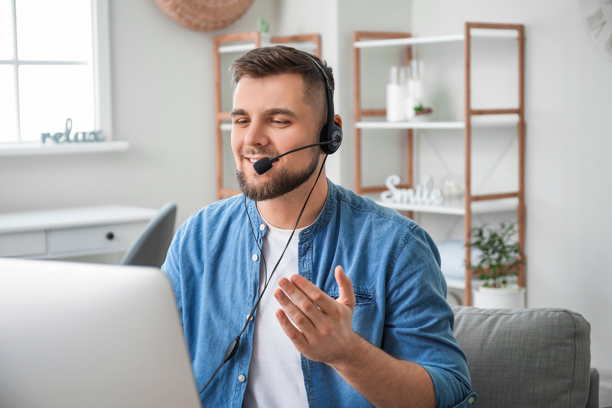 Male Technical Support Agent Working at Home